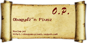Obagyán Piusz névjegykártya